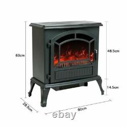 House Additions Electric Stove Fireplace Remote Control Free Standing, Black