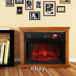 Infrared Electric Fireplace Insert Heater 1500W Overheat Flame Remote Control