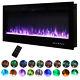 Insert/wall Mounted 40inch Electric Fireplace Led Flame Fire Heater Crystals/log