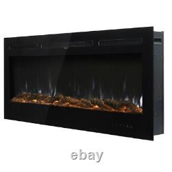 Insert/Wall Mounted 40inch Electric Fireplace LED Flame Fire Heater Crystals/Log
