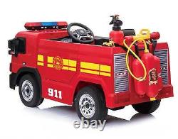 Kids 12V Battery Electric Fire Engine Ride On Children Car Remote Control