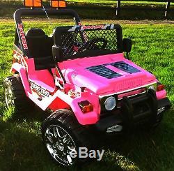 Kids 12v Raptor Electric Ride On Car 4x4 Jeep 2-seater Remote Control Pink
