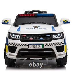 Kids Dual Drive 12V 7Ah Police Car with 2.4G Electric Remote Control White