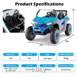 Kids Electric Ride On Car 2-Seater 12V Battery Powered UTV With Remote Control