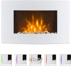 Klarstein Wall Mounted Electric Fireplace LED Flame Effect Remote Control White