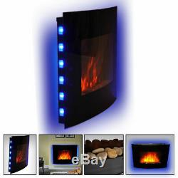 LED Backlit Fireplace Electric Wall Mounted Fire Place Heater 1800W