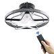Led Ceiling Fan Light Dimmable Remote Control Timing Function 6 Speed 65w Black