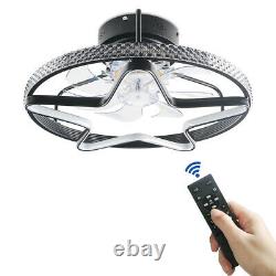 LED Ceiling Fan Light Dimmable Remote Control Timing Function 6 Speed 65W Black