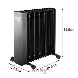 LED Electric Oil Filled Radiator Portable Heater Thermostat with Timer & Remote
