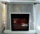 Led Fireplace Surround Sparkly White Mirrored Silver Diamond Crush Crystal