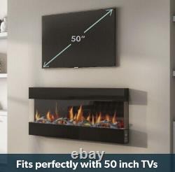 LED Flame Electric Fireplace in Black with Remote Control 50