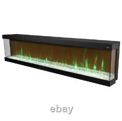 LED Flame Electric Inset Media Wall Fireplace in Black with Remote Control 60