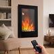 Led Flat Black Glass Electric Wall Mounted Fire Place Fireplace Heater Remote