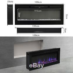 LED Wall Insert Into Fire Remote Electric Recess Fireplace 50 Pebble/Log Effect