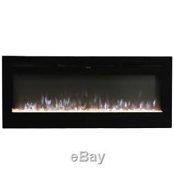 LED Wall Insert Into Fire Remote Electric Recess Fireplace 50 Pebble/Log Effect