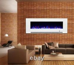Large 50 Inch Led Black White Glass Wall Mounted Flushed Electric Fire Uk 2020