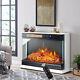 Large Fireplace Heater Electric Free Standing Fire Place Mdf Surround With Wheel