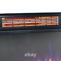 Large Fireplace Heater Electric Free Standing Fire Place MDF Surround With Wheel