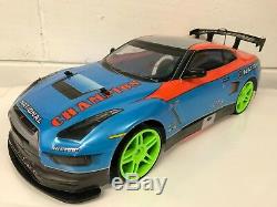 Large Nissan Gtr 4wd Drift Rc Remote Control Car 1/10 Rechargeable 20mph Speed