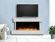 Large White Wall Mounted Fireplace Suite Electric Modern Fire High Gloss Heater