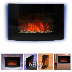 Led Backlit Glass Electric Wall Mounted Fireplace Fire Back Lights