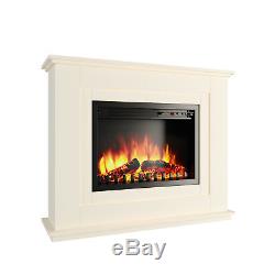 Luxury 2KW Electric Fireplace Suite LED Log Fire Burning Flame + MDF Surround