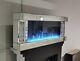 Mirrored Crushed Crystal Diamond Fireplace Wall Hung Non Heat Led Flames Glitter