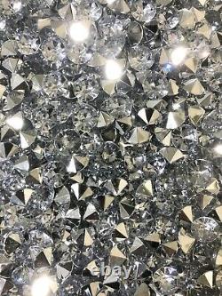 Mirrored Crushed Crystal Diamond Fireplace Wall Hung Non Heat LED Flames Glitter