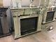 Mirrored Glass Venetian Floating Crystal Fireplace Surround & Electric Fire