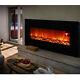 Modern 50 Inch Wall Mounted Electric Fire Black Flat Glass With Remote Control