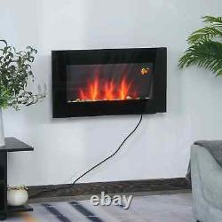 Modern Electric Fireplace Wall-Mount LED Flame Heating Adjustable Remote Control