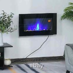 Modern Electric Fireplace Wall-Mount LED Flame Heating Adjustable Remote Control
