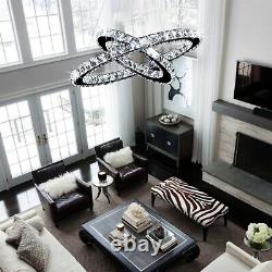 Modern Led Crystal Chandelier 2 3 Ring Light Shade Dimmable Ceiling Pendant Lamp