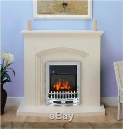 Modern Remote Control Inset Electric Fire Surround Set Complete Fireplace, Cream