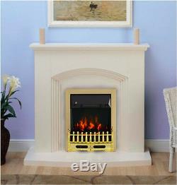 Modern Remote Control Inset Electric Fire Surround Set Complete Fireplace, Cream