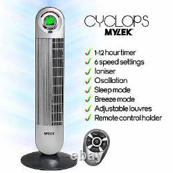 Mylek Tower Fan Electric Oscillating Remote Control Timer Air Purifier 6 Speed