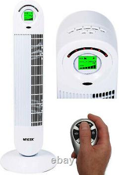 Mylek Tower Fan Electric Remote Control Timer Air Purifier Oscillating White 50W
