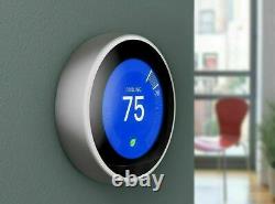 NEST 3rd Generation Learning Smart Thermostat in Stainless Steel WITH BASE