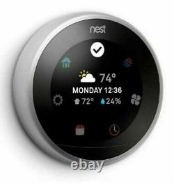 NEST 3rd Generation Learning Smart Thermostat in Stainless Steel WITH BASE