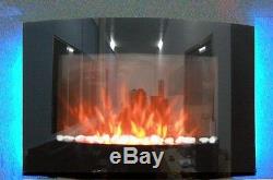 New 2019 Led Flames 7 Colour Side Lit Truflame Curved Wall Mounted Electric Fire