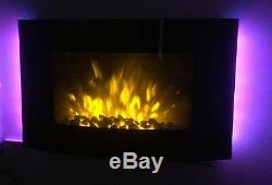 New 2019 Led Flames 7 Colour Side Lit Truflame Curved Wall Mounted Electric Fire
