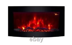 New 2020 Led Colour Flame Effect Truflame Log Curved Wall Mounted Electric Fire