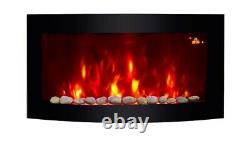 New 2020 Led Flames 7 Colour Side Lit Truflame Curved Wall Mounted Electric Fire