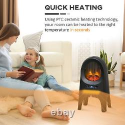 Portable Ceramic Space Heater with Remote Control and Overheat Protection Black