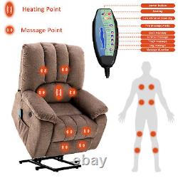 Power Lift Chair Electric Riser Massage Recliner With Remote Control, Brown
