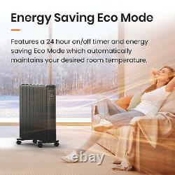 Pro Breeze 2000W Oil Free Radiator with 24H Timer, LED Display & Remote Control