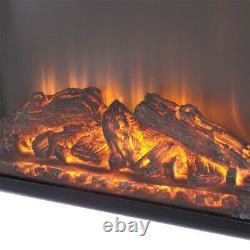 Recessed Electric Fireplace Wall Heater Fire LED Log Burning Flames Effect Stove
