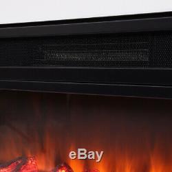 Recessed Mounted Electric Fireplace Core Insert Wall Fires Black Panel with Remote
