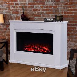 Remote Control Electric Fire Inset Stove MDF Wood Surround Fireplace Modern Suit