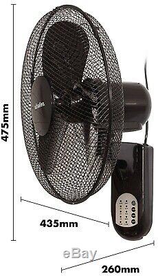 Schallen 16 Oscillating Wall Mounted Air Cool Fan with Timer & Remote Black